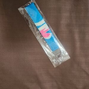 Bright Blue Wrist Key Strap with Pink Accent